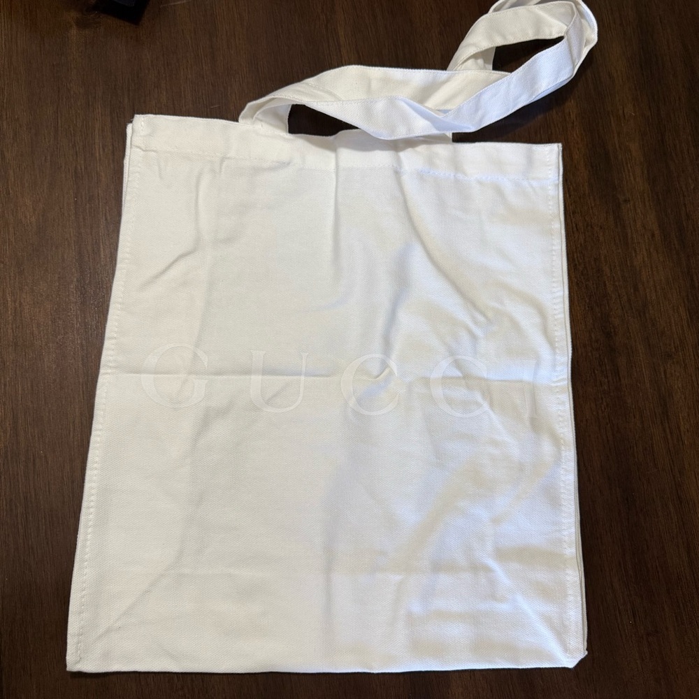 Gucci White Canvas Tote Bag
